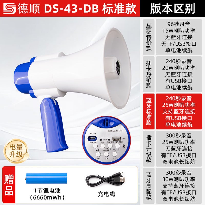 Deshun 43Db Store Megaphone Handheld Loudspeaker Street Stall Selling Airport Check-In Recording Speaker - Image 1